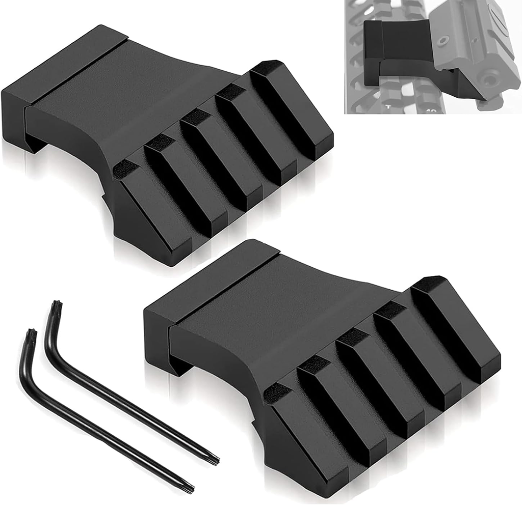 Picatinny Offset Rail Mounts, 45 Degree Picatinny Offset Aluminum Rail Low Profile Mount for lashlight Laser Sights Optics