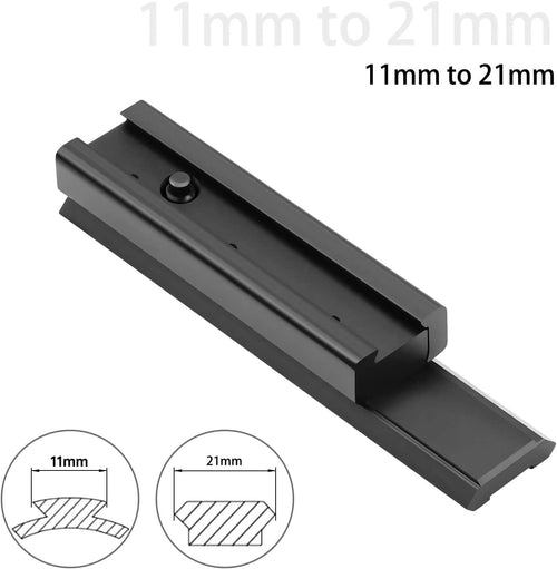 11mm Dovetail to 21mm Upgraded Build-in Locking Screws Picatinny Rail Low Profile Scope Mount Converter Base 3/8" to 7/8" Converter